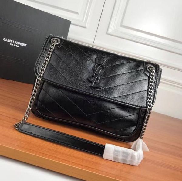 

louis ysl bag silver genuine leather shoulder bags for women luxury handbags messenger bag big tote ladies hand bags bolsas 332, Black