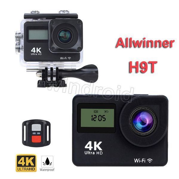 

h9t allwinner 2 inch screen 4k action camera dual screen 2.4 remote control wifi waterproof helmet sports cam mini dv by dhl st