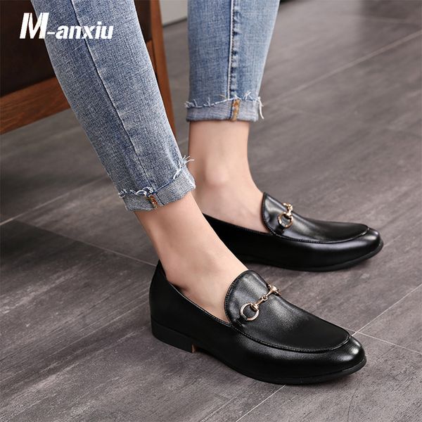 

m-anxiu 2018 summer men fashion new design pointed toe slip on loafer shoes casual liesure rubber sole dress shoes, Black