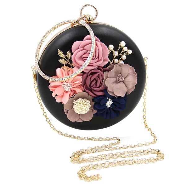 

fggs flower clutch bags round shape wedding party evening handbag