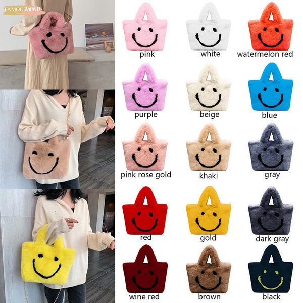 

women autumn winter plush face handbags shoulder bags plain covered buttons cute soft ladies crossbody bags korean