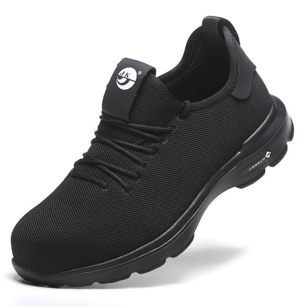 

men breathable mesh steel toe covers work safety shoes large size black outdoors worker tooling security low boots protect male