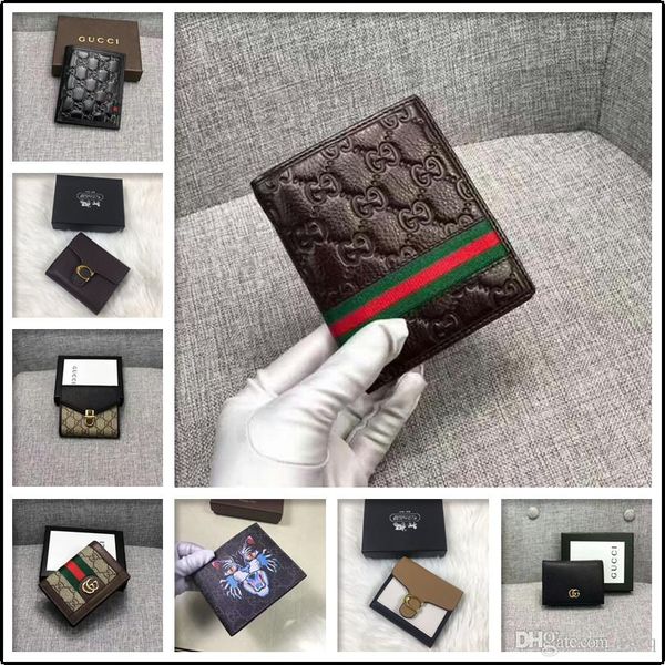 

20ss men бумажники ретро матовый подлинная кошелек два складной мужской кошелек кредитной карты держатель сплошной цвет короткие мужчины мон, Red;black