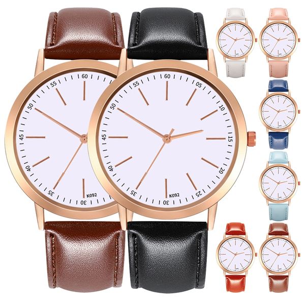 

fashionable alloy watch round dial analog display quartz wristwatch watchband gift for female male couple lover, Slivery;brown