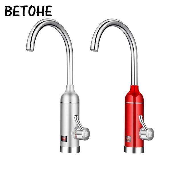 

betohe 3000w проточный электрический водонагреватель tap проточный цифровой дисплей горячая вода отопление facuet ванная кухня обогреватели