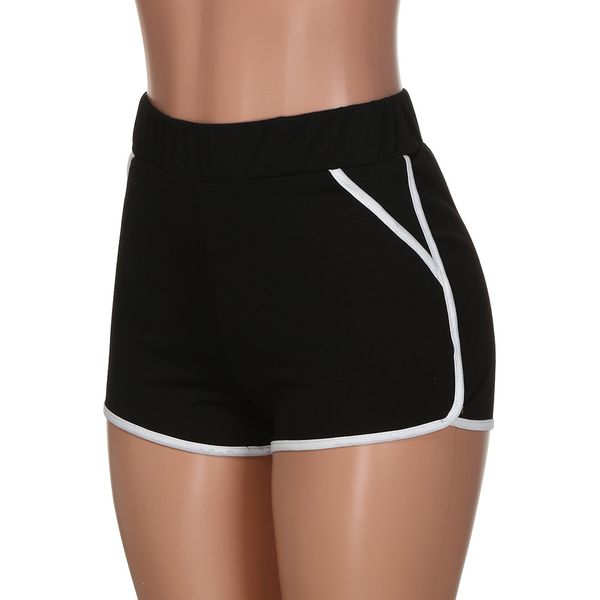 

summer women sportwear gym workout mid waistband yoga running shorts koreanÂ streetÂ style solid workout cycling sweatpants, Black;blue