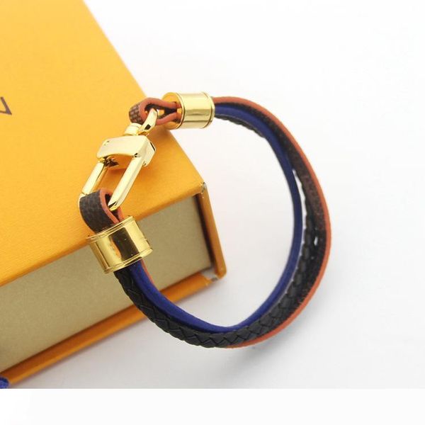 

new leather mens bangle bracelets women brown mesh magnetic stainless steel clasp double wrap wristband titanium bracelets for men jewelry, Golden;silver