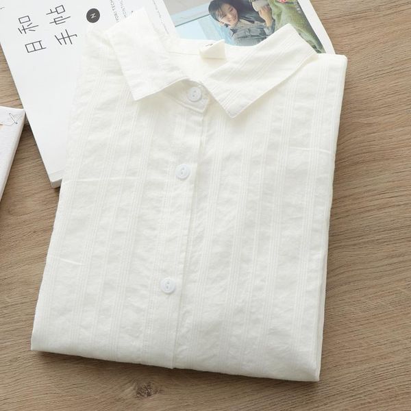 

совершенно новые хлопчатобумажные жаккардовые женские блузки корейская модная одежда белая рубашка белый лацкан с длинным рукавом нижние руб, White