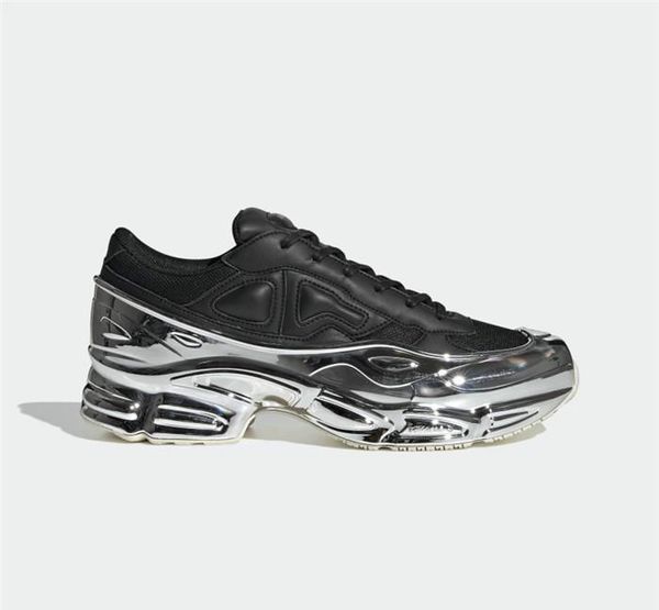 

latest women sneaekers raf simons oversized sneaker, ozweego shoes in silver metallic dip effect sole sport trainer multicolor size 35-40 m0, Black