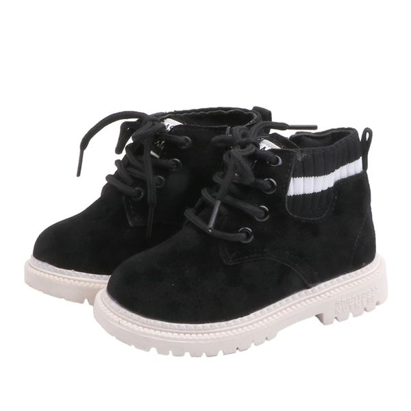 

baby girls boys winter snow pu boots infant toddler plush boots martin soft bottom an-slip child kid outdoor cotton shoes, Black;grey