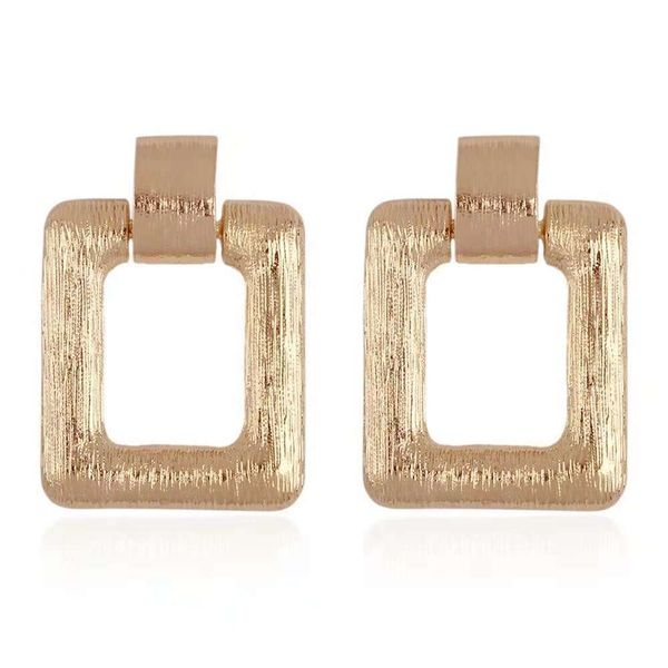 

wholesale-dangle earrings women girl rectangle simple alloy chandelier earring web celebrity ear drop cold jewelry fashionable accessories, Silver
