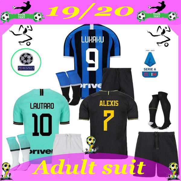 

suit lukaku alexis inter skriniar barella 2019 2020 milan soccer jerseys maillot de foot lautaro godín d'ambrosio football jersey, Black
