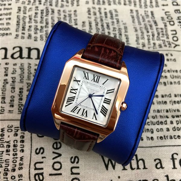 

women watches square dial face lady wristwatches lover watch japan movement man quartz gentleman foreign trade sales, Slivery;brown