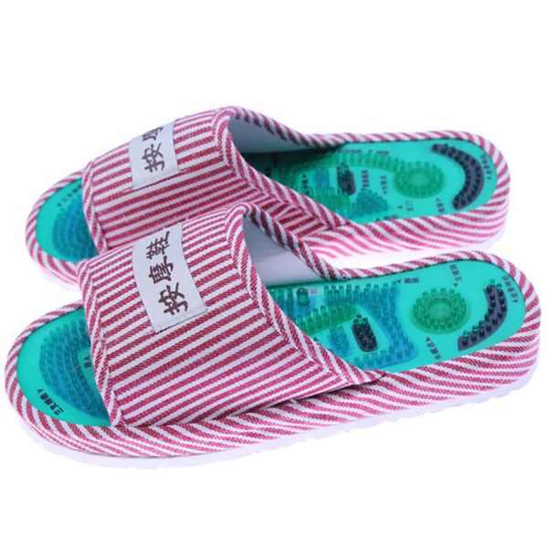 

new arrival massage slippers striped reflexology acupuncture sandals foot acupoint shoes for women men, Black