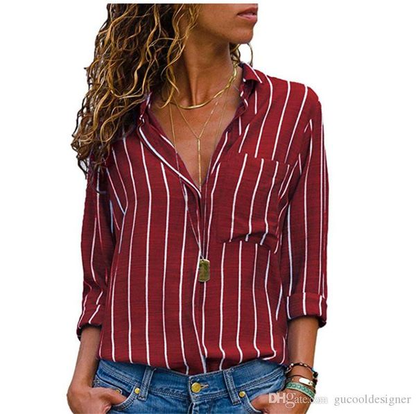 

spring women striped printed shirts 5xl ol female lapel neck blouses fashion designer womens clothes, White