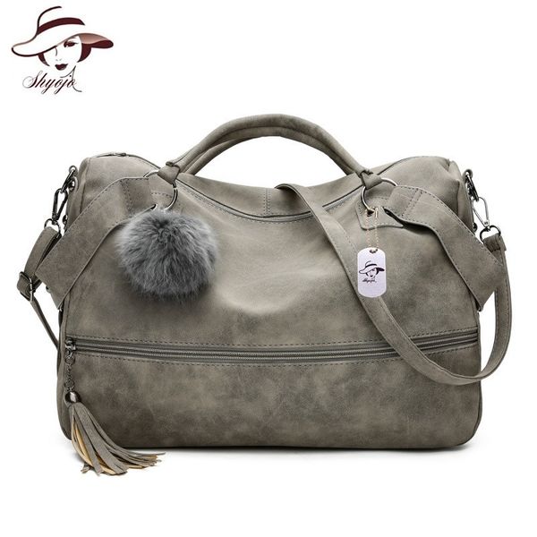 

2019 new vintage women suede leather handbag tassel messenger bag big tote crossbody shoulder bags