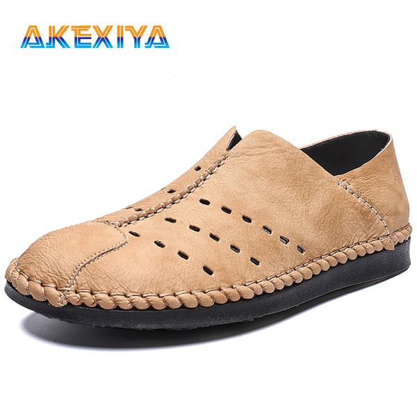 

summer new men's casual shoes leather mens shoes fashion male moccasins breathable comfortable men's style 48, Black