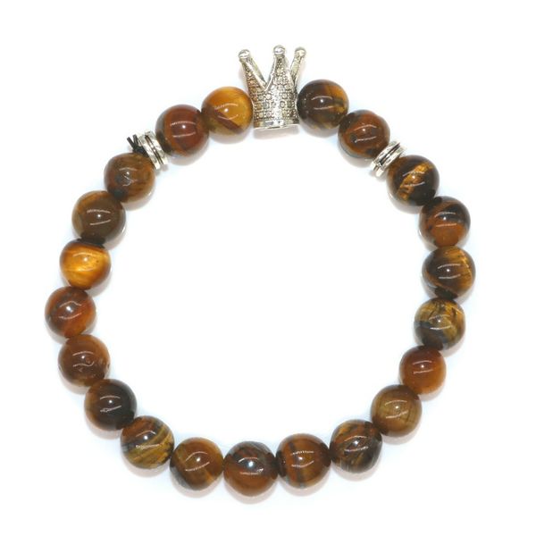 

5pcs european and american foreign trade jewelry mens beads bracelets tiger eye stone natural stone various patterns bracelet, Black
