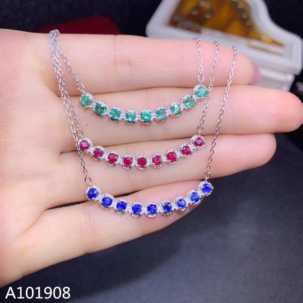 

kjjeaxcmyy boutique jewelry 925 sterling silver inlaid natural sapphire ruby emerald female necklace necklace pendant support ch