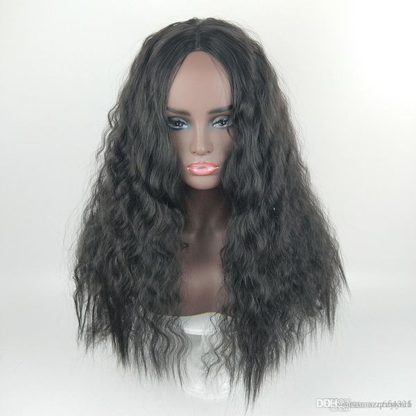 

europe and the united states african fashion corn chemical fiber ladies wig wig long curly hair, Black