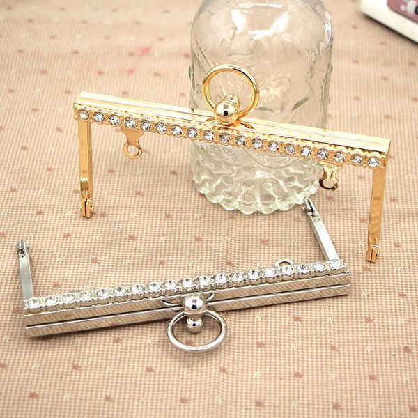 

14cm lapel gold silver inlaid drill no hole lame gold hand made diy bag hardware accessories, Black