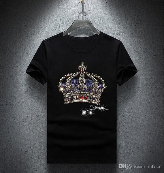 

оптовая продажа мужчины роскошные горячие бурение футболки мода футболки мужчины смешные футболки топы и тройники 02, White;black