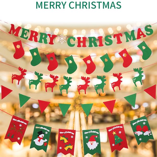 

rosequeen christmas decoration pendant christmas deer elk pull flag bunting birthday ornaments festive scene layout banner laser hollow flag