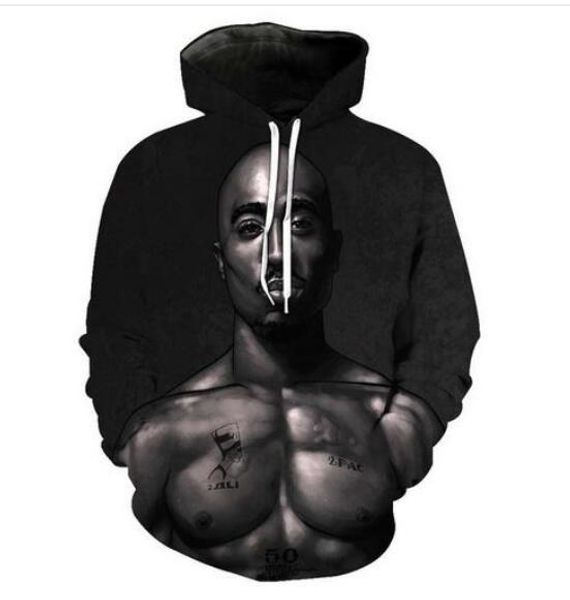 

new fashion men/women couples tupac 2pac funny 3d sweatshirts hoodies autumn winter casual print hooded pullovers hp035, Black