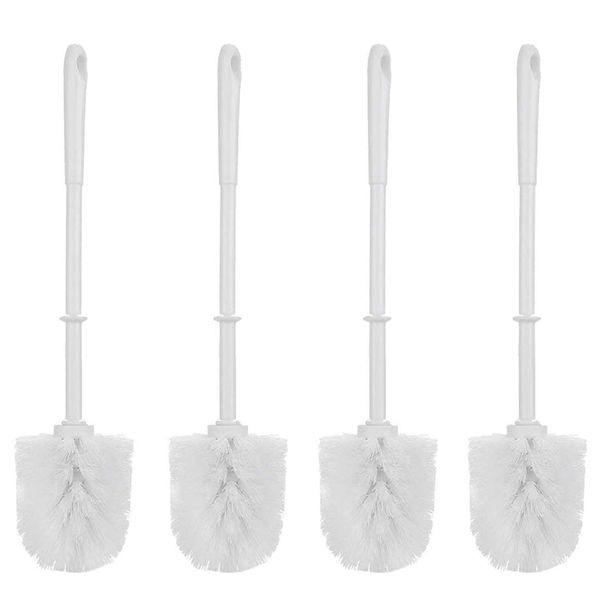 

white soft bristle long handle eco plastic toilet brush cleaner (4 pack)