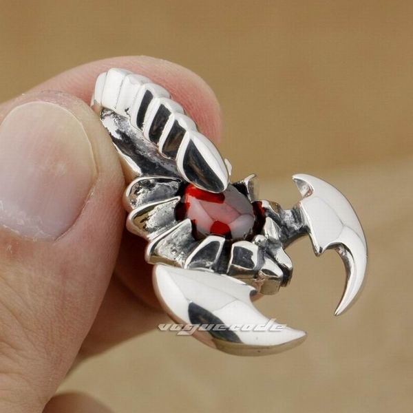 

925 sterling silver huge scorpion red cz stone mens biker pendant 9j004 just pendant
