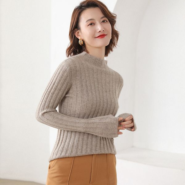 

bareskiy cashmere sweater female round neck knitted cashmere sweater slim stretch solid color long sleeve coat female, White;black
