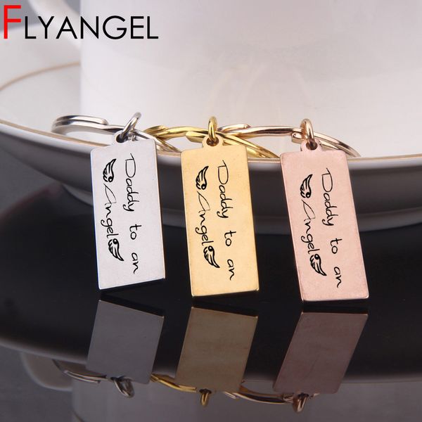 

creative key chain engraved daddy to an angel loss of child remembrance gift miscarriage memorial keyring bag charm jewelry, Silver