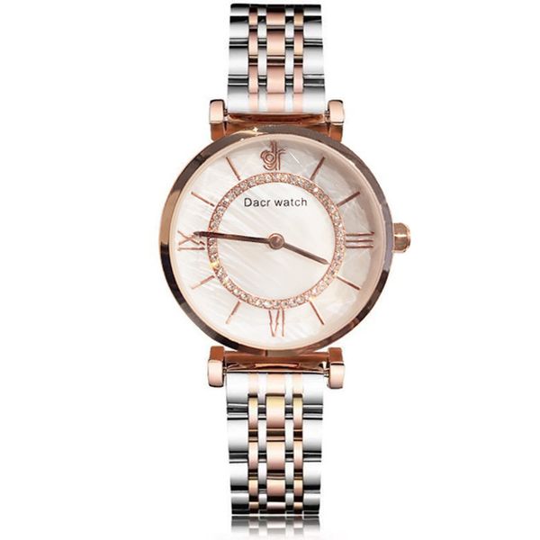 

brand stars часы женские водонепроницаемые моды алмаза star shell-style steel watch, Slivery;brown