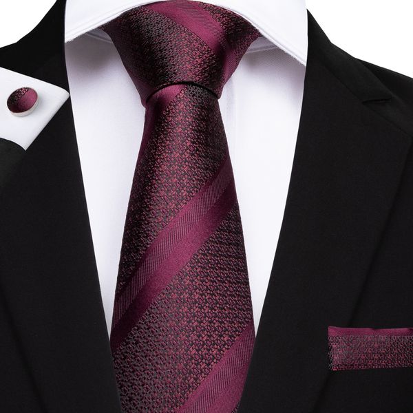 

hi-tie classic mens deep red striped hanky cufflinks tie sets silk ties formal wedding party business tie sets n-7168, Black;blue