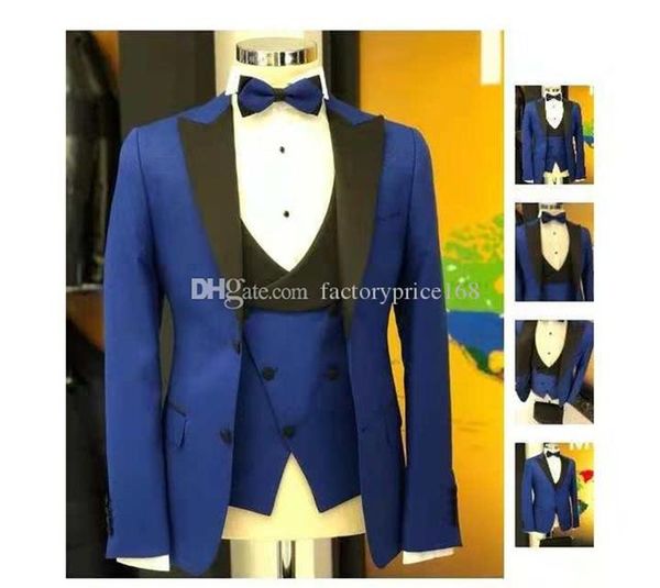 

fashionable two buttons groomsmen peak lapel groom tuxedos men suits wedding/prom/dinner man blazer(jacket+pants+tie+vest) a148, Black;gray