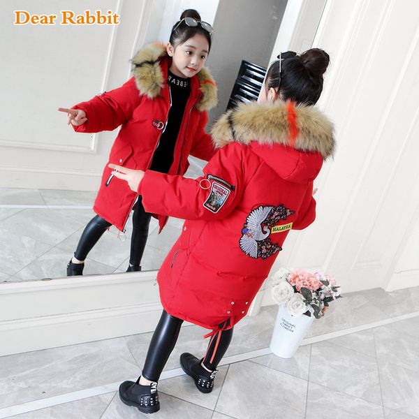 

2019 fashion children clothes winter jacket girl clothing kids warm thick parka multicolour fur collar hooded coat teenage 3-13y y191024, Blue;gray