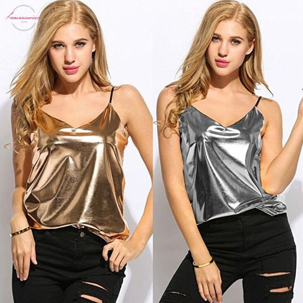 

crop women tanks camis summer vest silver golden sleeveless shirt casual tank t shirt fashion, White