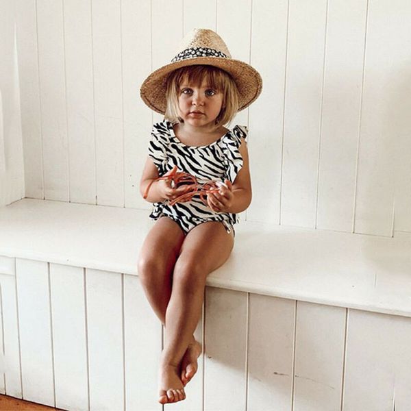 

telotuny 2020 toddler baby girls sleeveless solid ruffles swimsuit beachwear clothes baby girls swimwear fashion 1-5y, White