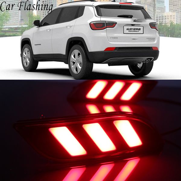 

car flashing 2pcs for compass 2017 2018 led daytime drl rear bumper tail light fog lamp cover brake lights lamp reflector