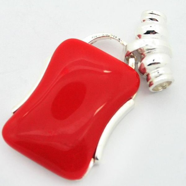 

925 sterling silver imitation red coral rich lucky pendant 42x22mm