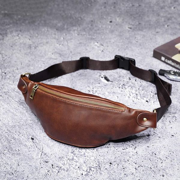 

europe and america retro fashion men wallet crazy horse pu leather shoulder bag chest pack outdoor casual sports waist pack men