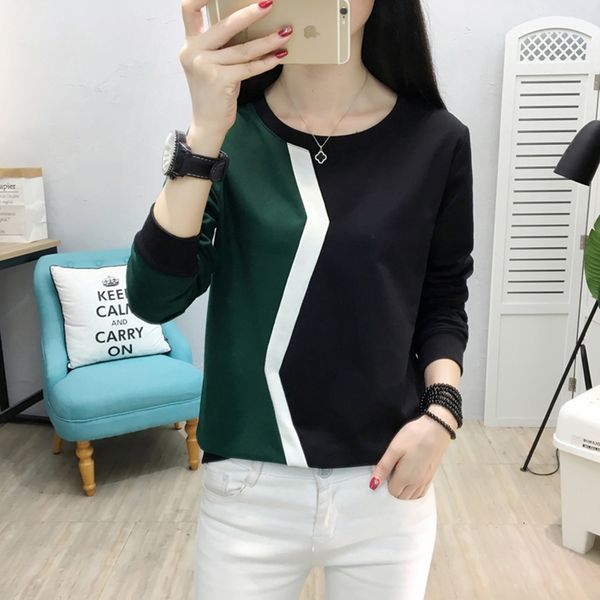 

women shirts women tshirt long sleeve t shirt patchwork plus size t shirt women autumn and winter shirt femme camisetas 2019, White