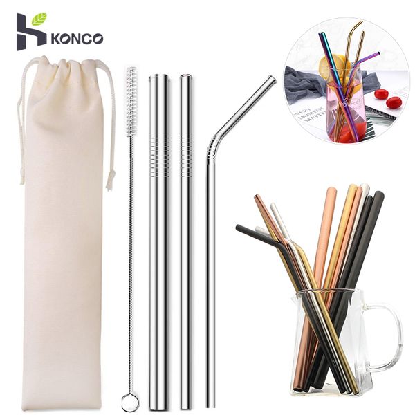 

eco-friendly drinking straws stainless steel reusable coffee drinking straws with clean brush and portable packing bags