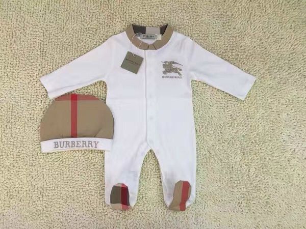 

newborn 2pcs set baby romper classic grid jumpsuits embroidered horse toddlers coverall/romper kids clothing ing, Blue
