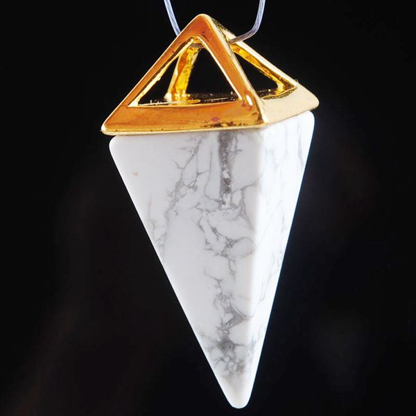 

wojiaer натуральный камень белый бирюзовый четырехугольник кулон бусины золото для полой пирамиды топ ювелирные изделия 5 шт. / лот dn3238, Silver