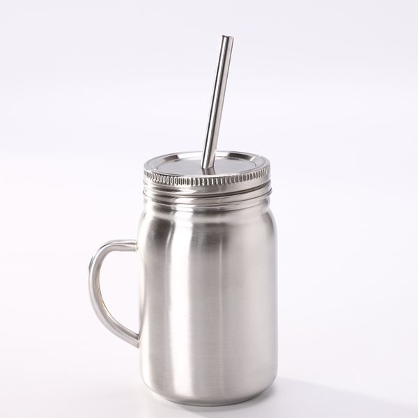 700 ml En Acier Inoxydable Mason Jar tasses Single Mason Cup avec Poignée Café Bière Jus Tasse Mason Cans Water Cup Free Shippin