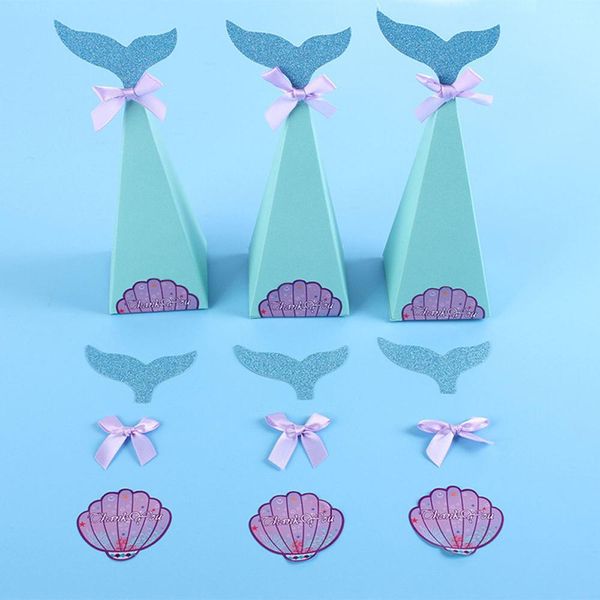 

10pcs/lot diy paper gift box little mermaid candy boxes party supplies birthday wedding decorations kids favors