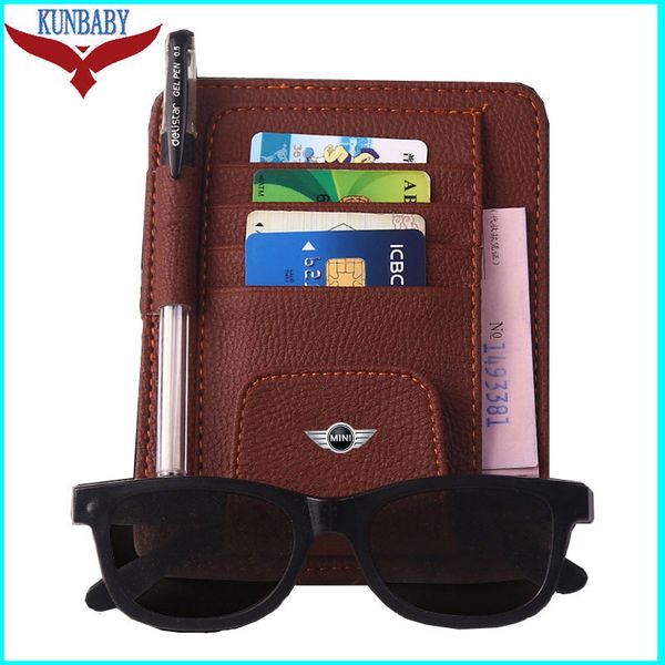 

kunbaby geniune eye glasses card bill pen holder clip sun visor sunglasses cover for mini cooper car styling