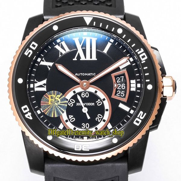 

tw f5 version calibre de w2ca0004 cal.1904-ps mc automatic black big date dial luminous mens watch ceramic bezel rubber sport watches, Slivery;brown