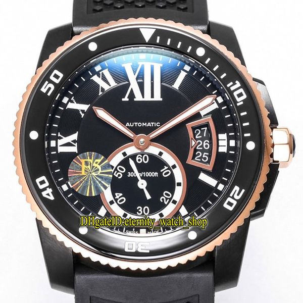 TW F5 Migliore versione Calibro De W2CA0004 Cal.1904-PS MC Automatico quadrante nero con grande data Orologio da uomo luminoso Lunetta in ceramica Orologi sportivi in gomma